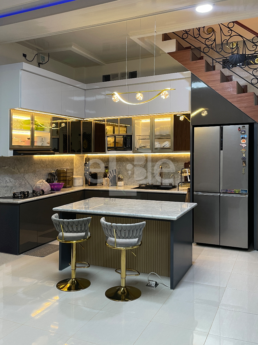 Kitchen Set Aluminium Japandi, L-Shape — Ibu Sinta — Bekasi